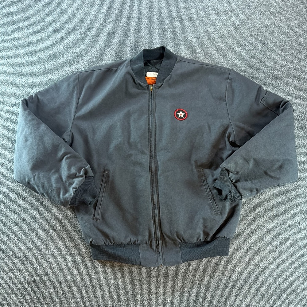 Vintage Cintas Mens Gray Workwear Bomber Jacket Quilted L-RG Texaco USA Made Uni